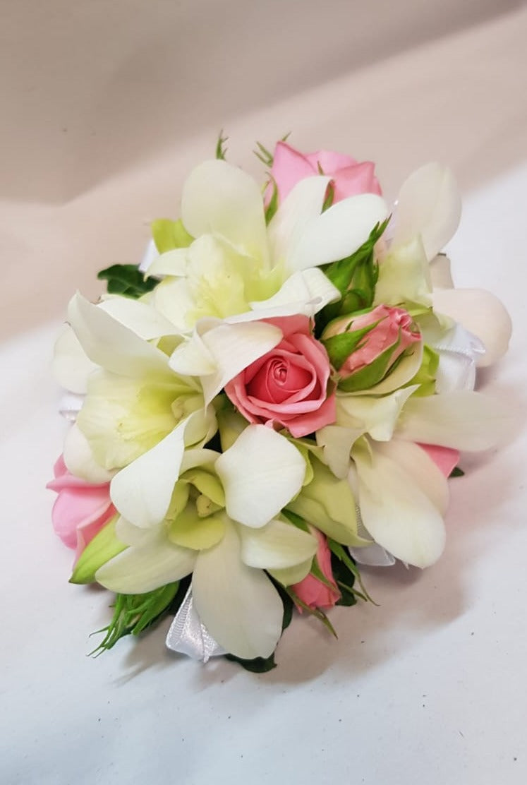 Pink Rose and orchid Corsage