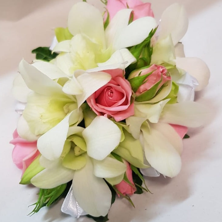 Pink Rose and orchid Corsage