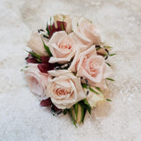 Pink Mini Roses with crystal beading corsage