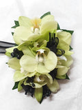 Green Phalaenopsis Orchid with silver rope detail corsage