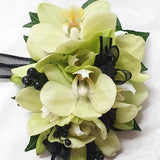 Green Phalaenopsis Orchid with silver rope detail corsage