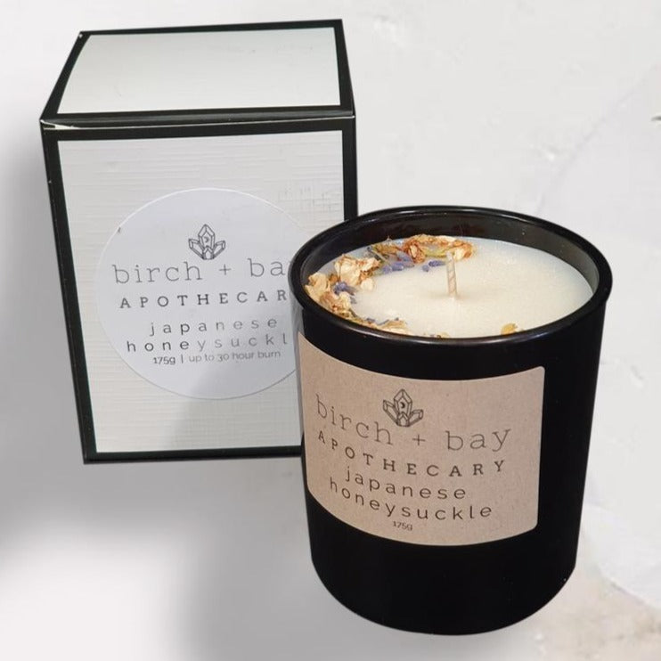 Birch + Bay Apothecary candle in Japanese Honeysuckle